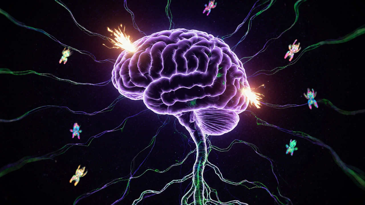 Mozek s aktivními skáčoucími geny, které se přesouvají mezi neuronami.